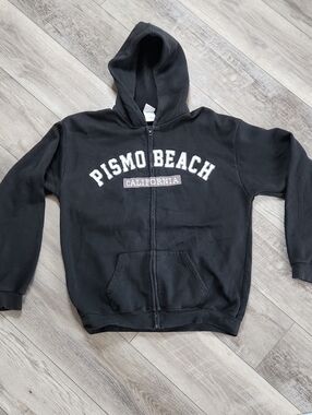 Pismo Beach California Men's Black Zip-Up Hoodie